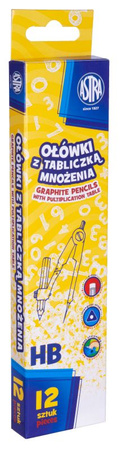 OŁÓWEK HB Z GUMKĄ Z TABLICZKĄ MNOŻENIA ŚCIĄGA TRÓJKĄTNY ASTRA - 3 szt.