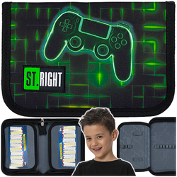 PIÓRNIK SZKOLNY DWUKLAPKOWY ST.RIGHT MAJEWSKI DLA GRACZA PIXEL NEON PAD