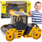 WALEC DROGOWY METALOWY POJAZD BUDOWLANY HUINA ŻÓŁTY RUCHOME ELEMENTY 1:50