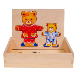 UKŁADANKA DREWNIANA PUZZLE DWA MISIE MIŚKI UBRANKA EMOCJE SMILY PLAY 30 EL.