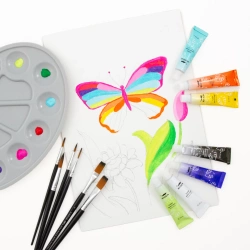 FARBY AKRYLOWE SZKOLNE DO MALOWANIA INTENSYWNE 12 KOLORÓW 12ml - KIDEA 