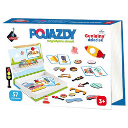 UKŁADANKA MAGNETYCZNA GENIALNY DZIECIAK EDUKACYJNA POJAZDY OBRAZKI ASKATO