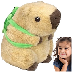 KAPIBARA PLUSZAK MASKOTKA PRZYTULANKA Z PLECAKIEM ŻÓŁWIEM 22 cm BEŻOWA