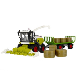 KOMBAJN Z PRZYCZEPĄ I BELAMI SIANA SIECZKARNIA MÓWI PO POLSKU ŚWIECI FARMA
