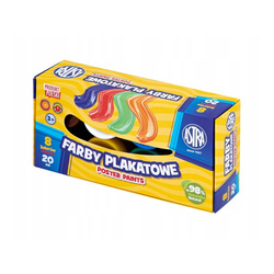 FARBY PLAKATOWE 8 KOLORÓW 20 ML WYRAZISTE INTENSYWNE SZKOLNE ASTRA