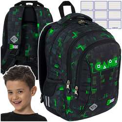 PLECAK SZKOLNY TRZYKOMOROWY ST.RIGHT BP-77 DLA GRACZA GREEN GAME + NAKLEJKI
