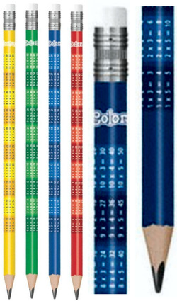 OŁÓWEK SZKOLNY ZE ŚCIĄGĄ TABLICZKĄ MNOŻENIA GUMKĄ COLORINO KIDS - 4 sztuki