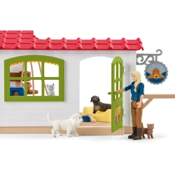 SCHLEICH FARM WORLD HOTEL DLA ZWIERZĄT Z AKCESORIAMI PIESKI ZAGRODA 42607