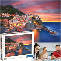 PUZZLE MANAROLA WŁOCHY ZACHÓD SŁOŃCA WIDOK UKŁADANKA 1000 EL. CLEMENTONI