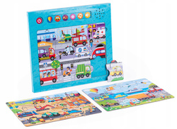 PUZZLE DŹWIĘKI WOKÓŁ NAS GRA EDUKACYJNA POJAZDY DŻWIĘKI I MELODIE DUMEL
