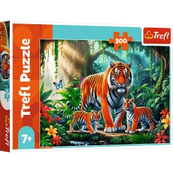 PUZZLE 200 TYGRYS TYGRYSIE ZWYCZAJE DŻUNGLA KWIATY UKŁADANKA TREFL 13330