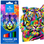 KREDKI OŁÓWKOWE SZKOLNE KOH-I-NOOR 24 KOLORY TYGRYS TRÓJKĄTNE WYRAZISTE