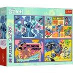 PUZZLE STITCH 4x250 EL. NIEZWYKŁY STITCH DISNEY UKŁADANKA TREFL 13311