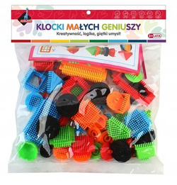 KLOCKI KONSTRUKCYJNE MAŁYCH GENIUSZY PUZZLE JEŻYKI SZCZOTKI 46 EL. ASKATO