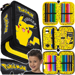PIÓRNIK SZKOLNY Z WYPOSAŻENIEM POTRÓJNY ST.RIGHT PC-05 POKEMON PIKACHU