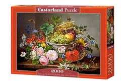 PUZZLE MARTWA NATURA Z KWIATAMI OWOCAMI WINOGRONA 2000EL CASTORLAND