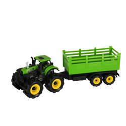 TRAKTOR Z PRZYCZEPĄ Z NAPĘDEM CIĄGNIK FARMA RANCZO DŹWIĘK ŚWIATŁA ZIELONY