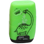 TEMPERÓWKA PODWÓJNA Z POJEMNIKIEM I GUMKĄ DINOZAUR ZIELONA MILAN