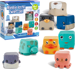 KOSTKI SENSORYCZNE MIĘKKIE ZWIERZĘTA E-EDU ARTYK EDUKACYJNE DO KĄPIELI