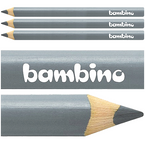 KREDKA BAMBINO TRÓJKĄTNA W DREWNIANEJ OPRAWIE GRUBA JUMBO SREBRNA - 3 szt.