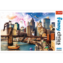 PUZZLE 1000 FUNNY CITIES KOTY W NOWYM JORKU UKŁADANKA TREFL 10595