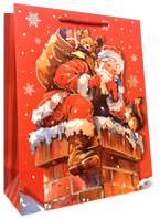 TORBA PREZENTOWA TOREBKA ŚWIĄTECZNA MIKOŁAJKI ŚWIĘTA ZŁOCONA  26x32x10 cm