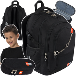 PLECAK SZKOLNY MŁODZIEŻOWY PIÓRNIK ST.RIGHT 2w1 BP-01 CZARNY X WHITE