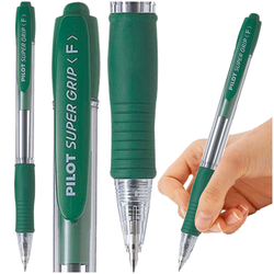 DŁUGOPIS AUTOMATYCZNY OLEJOWY PILOT SUPER GRIP ERGONOMICZNY ZIELONY - 3 szt