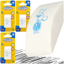 GUMKA DO ŚCIERANIA MAZANIA MYSZKA ASTRA BIAŁA MIĘKKA ERGONOMICZNA - 3 szt.