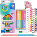 KREDKI OŁÓWKOWE TRÓJKĄTNE DWUSTRONNE PASTELOWE 12 kredek = 24 kolory ASTRA