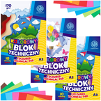 BLOK TECHNICZNY KOLOROWY A3 10 ARKUSZY 170g SZKOLNY ASTRA - 3 sztuki