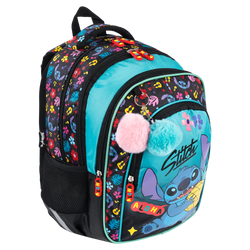 PLECAK SZKOLNY 4-KOMOROWY Z POMPONAMI ST.MAJEWSKI BPL-58 STITCH ALOHA