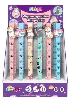 DŁUGOPIS WYMAZYWALNY ŚCIERALNY PASTELOWE KOTKI NIEBIESKI 0,5mm STRIGO