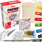 ZESTAW KREATYWNY PASTELE DO TKANIN 7 KOLORÓW + DŁUGOPIS + TORBA PENTEL
