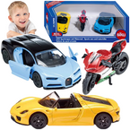 SAMOCHODY AUTA SPORTOWE PORSCHE BUGATTI MOTOCYKL DUCATI ZESTAW SIKU 6313