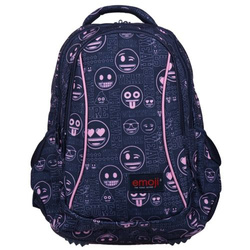 PLECAK SZKOLNY TRZYKOMOROWY EMOJI EMOTKI EMOTIKONY PINK BP-26 ST. MAJEWSKI