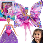 LALKA BARBIE WRÓŻKA MOTYLEK BALETNICA 2w1 RUCHOME SKRZYDŁA AKCESORIA MATTEL
