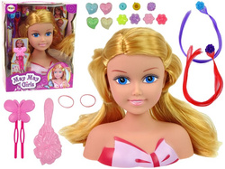 LALKA GŁOWA DO CZESANIA AKCESORIA DO STYLIZACJI WŁOSÓW KOLOROWE PASEMKA