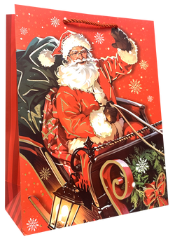TORBA PREZENTOWA TOREBKA ŚWIĄTECZNA MIKOŁAJKI ŚWIĘTA ZŁOCONA 31x40x12 cm