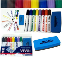 MARKERY DO TABLICY SUCHOŚCIERALNEJ PISAKI MAZAKI 8 KOLORÓW + GĄBKA