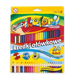 KREDKI OŁÓWKOWE TRÓJKĄTNE 24 KOL KOLORI NADRUK
