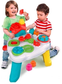 STOLIK EDUKACYJNY TABLICA SENSORYCZNA MIĘKKIE KLOCKI CLEMMY CLEMENTONI