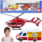 MERCEDES-BENZ AMBULANS HELIKOPTER RATUNKOWY ZESTAW METALOWY SIKU 1748