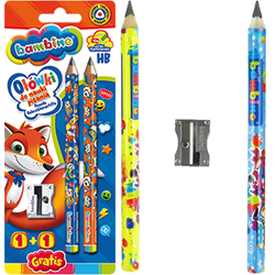 OŁÓWEK DO NAUKI PISANIA BAMBINO TRÓJKĄTNY HB 2 SZTUKI Z TEMPERÓWKĄ - 3 szt.