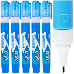 KOREKTOR W DŁUGOPISIE PIÓRZE METALOWA KOŃCÓWKA SZKOLNY 8 ml DELI - 5 szt.