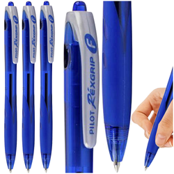 DŁUGOPIS OLEJOWY Z ZATYCZKĄ NIEBIESKI REXGRIP BIUROWY PILOT - 3 sztuki