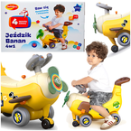 JEŹDZIK DZIECIĘCY BANAN 4w1 Z RĄCZKĄ ŚWIATŁA DŹWIĘKI INTERAKTYWNY DUMEL