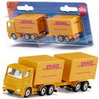 CIĘŻARÓWKA KURIERSKA DHL Z PRZYCZEPĄ KOLEKCJONERSKA ŻÓŁTA 1694 SIKU