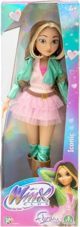 LALKA WINX CLUB ICONIC FLORA WRÓŻKA 26 cm DŁUGIE BRĄZOWE WŁOSY PASEMKA