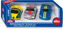 ZESTAW 3 METALOWYCH AUT SPORTOWYCH MODEL BUGATTI MERCEDES SIKU 6323
